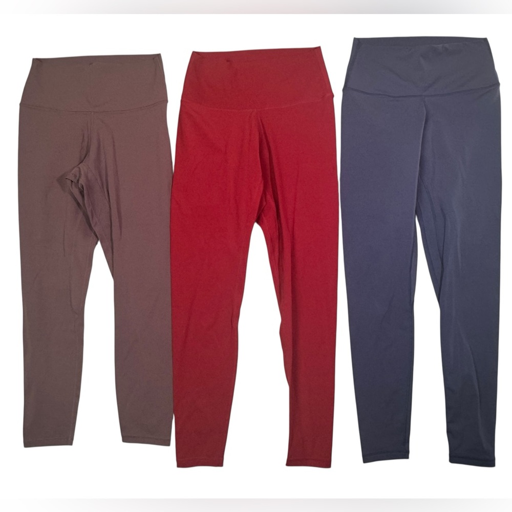 Colorfulkoala High-Waist Leggings 3-Pack | Size M‎ | Mauve, Red, Navy